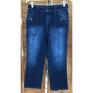 Simply Vera Wang Women's Distressed Straight Leg Jeans Button Pockets Size 4